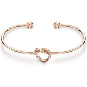 14K Gold Plated Forever Love Knot Infinity Bangle Bracelet - Rose Gold